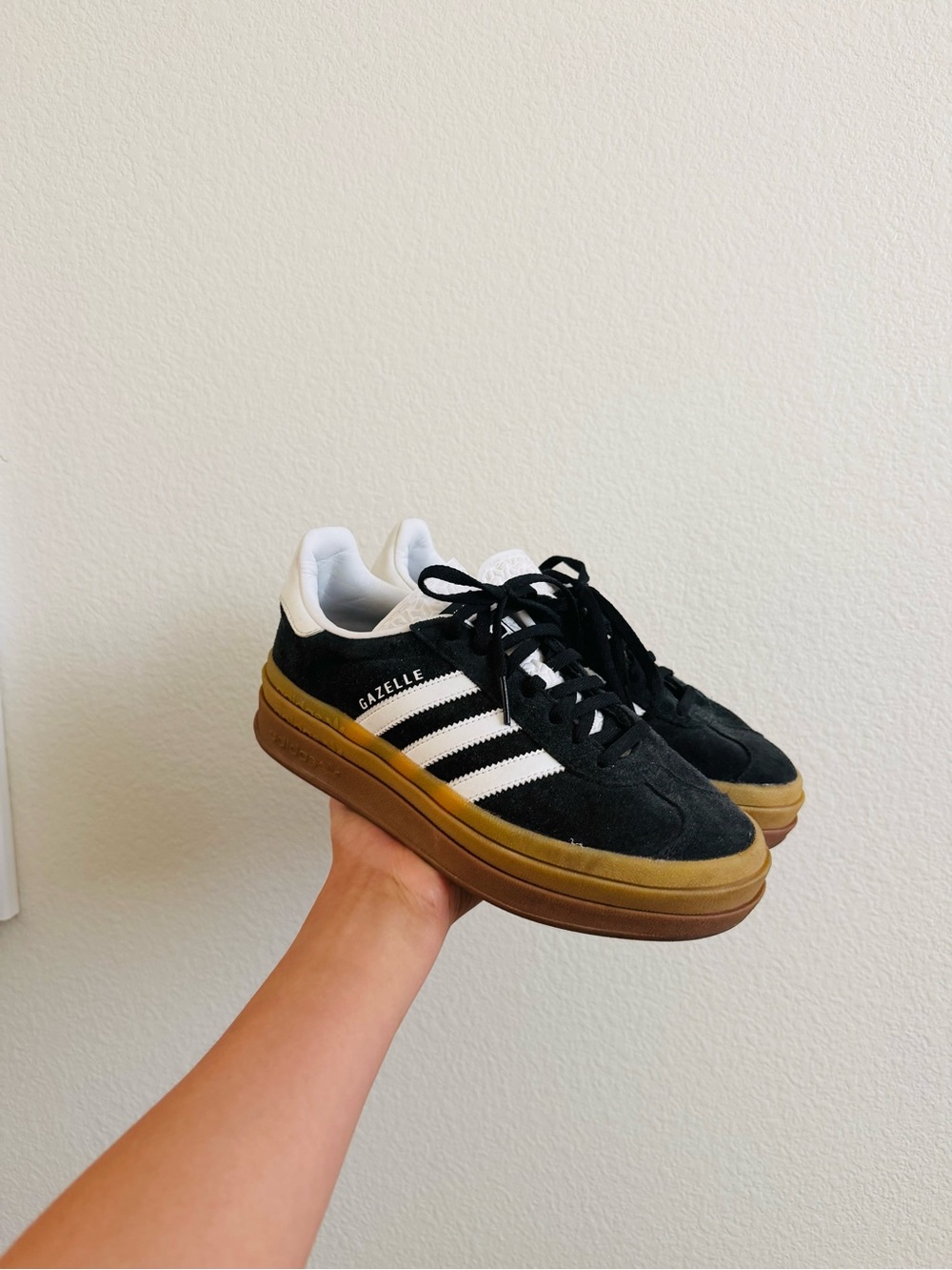 adidas Kids Gazelle Sneakers - Black White with Gum Sole